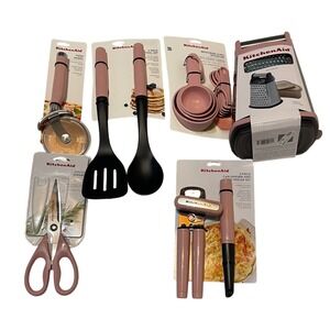 KitchenAid 12pc Kitchen Tool Gadget Set Rose Pink Grater Peeler Shears New